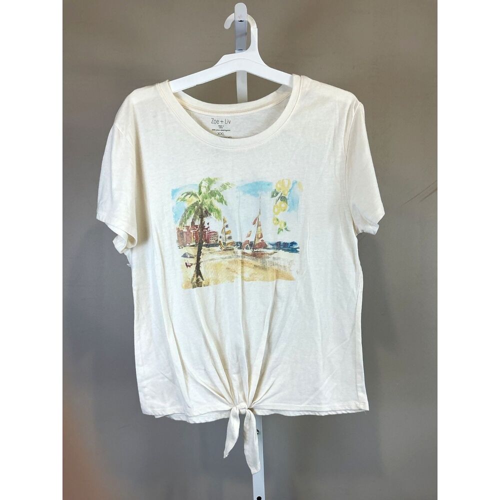 Zoe + Liv Vintage Style Graphic Cotton Bland Women's T-shirt Size XXL